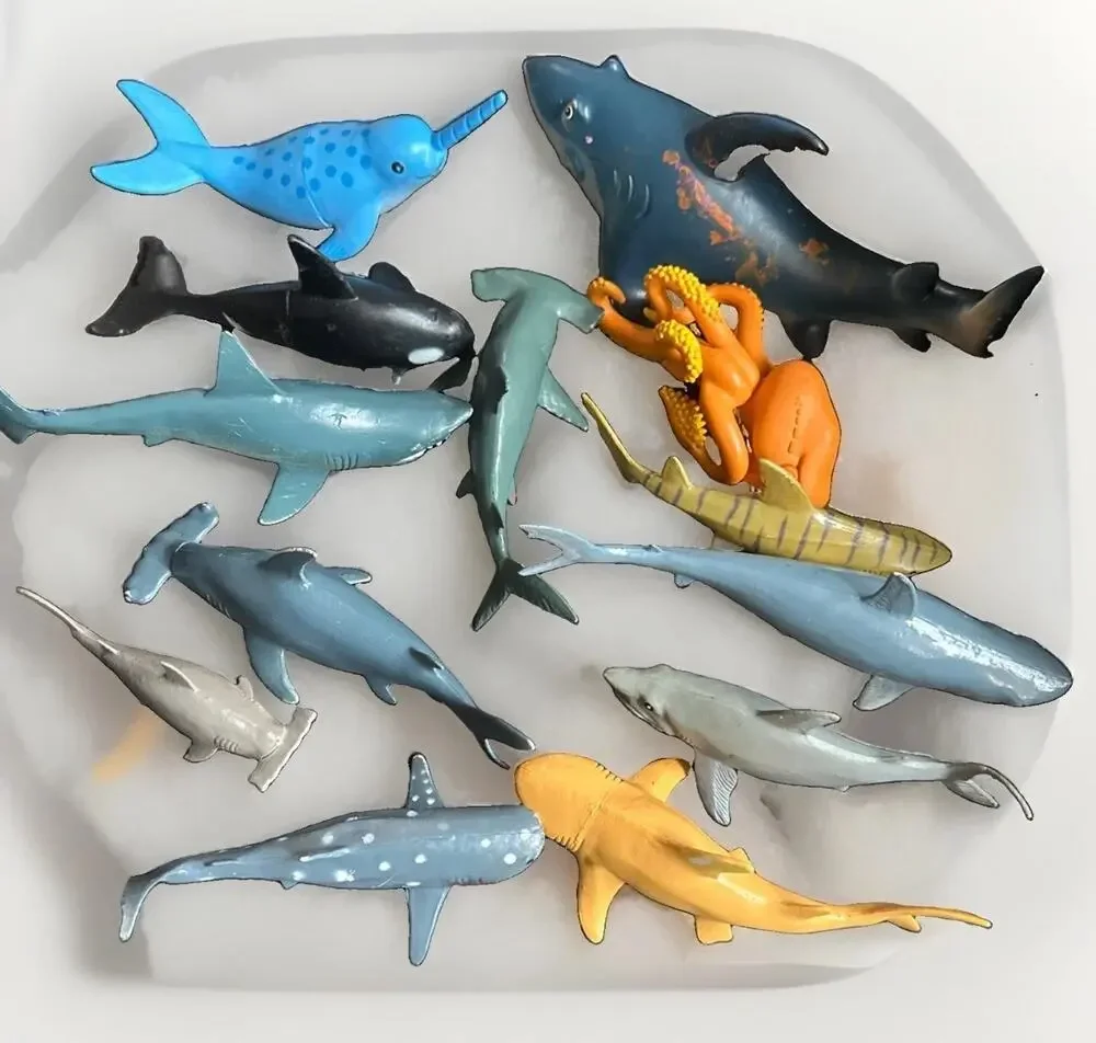 Lot Of 13 Rubber Sharks And Sea Creatures